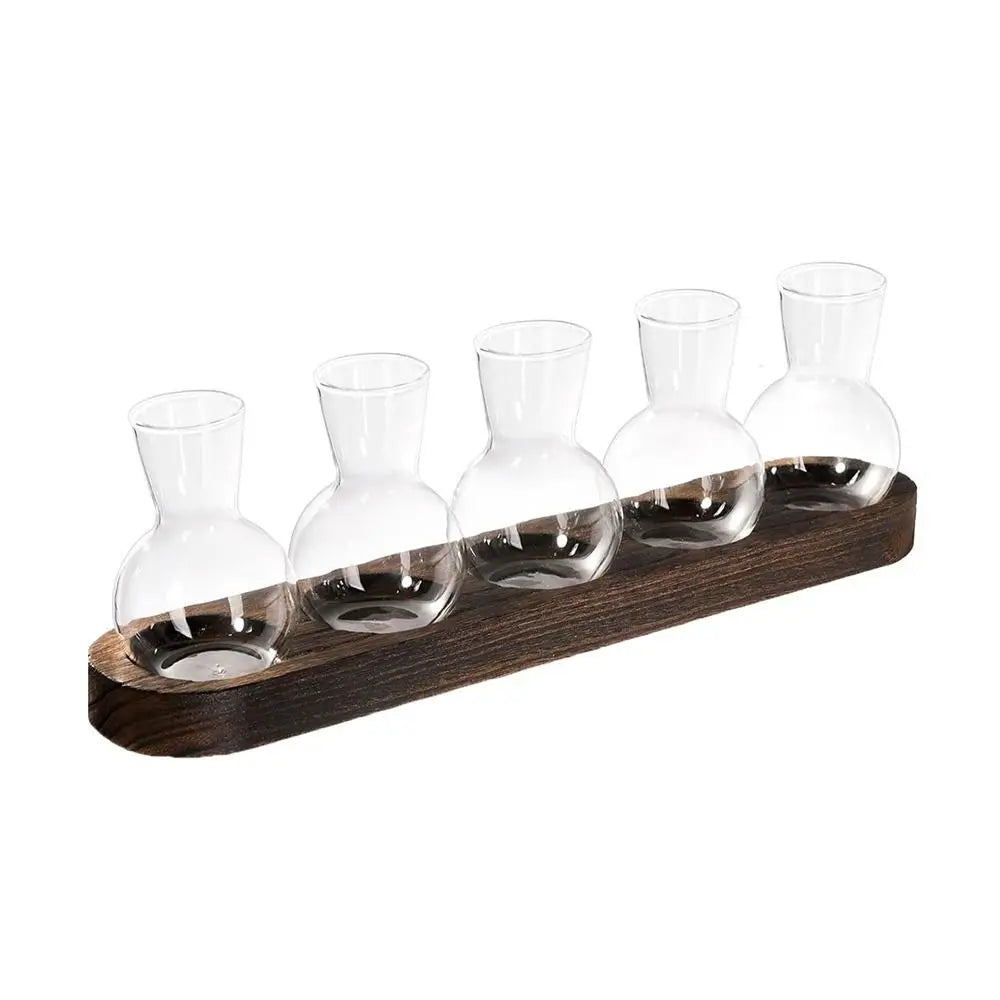 Glass Planter Bulb Propagation Station with Wooden Tray