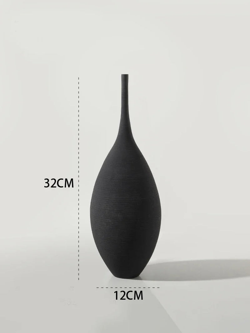 Minimalist Handmade Art Zen Vase Ceramic Decoration Living Room Model Home Decoration Black and White Art Vase Hand Drawing