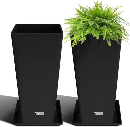 Original Pots Elevens Tall Planters 30 Inch Tapered Square Planters Garden Flower Pots Large Planter for Patio Bonsai Pot Plants