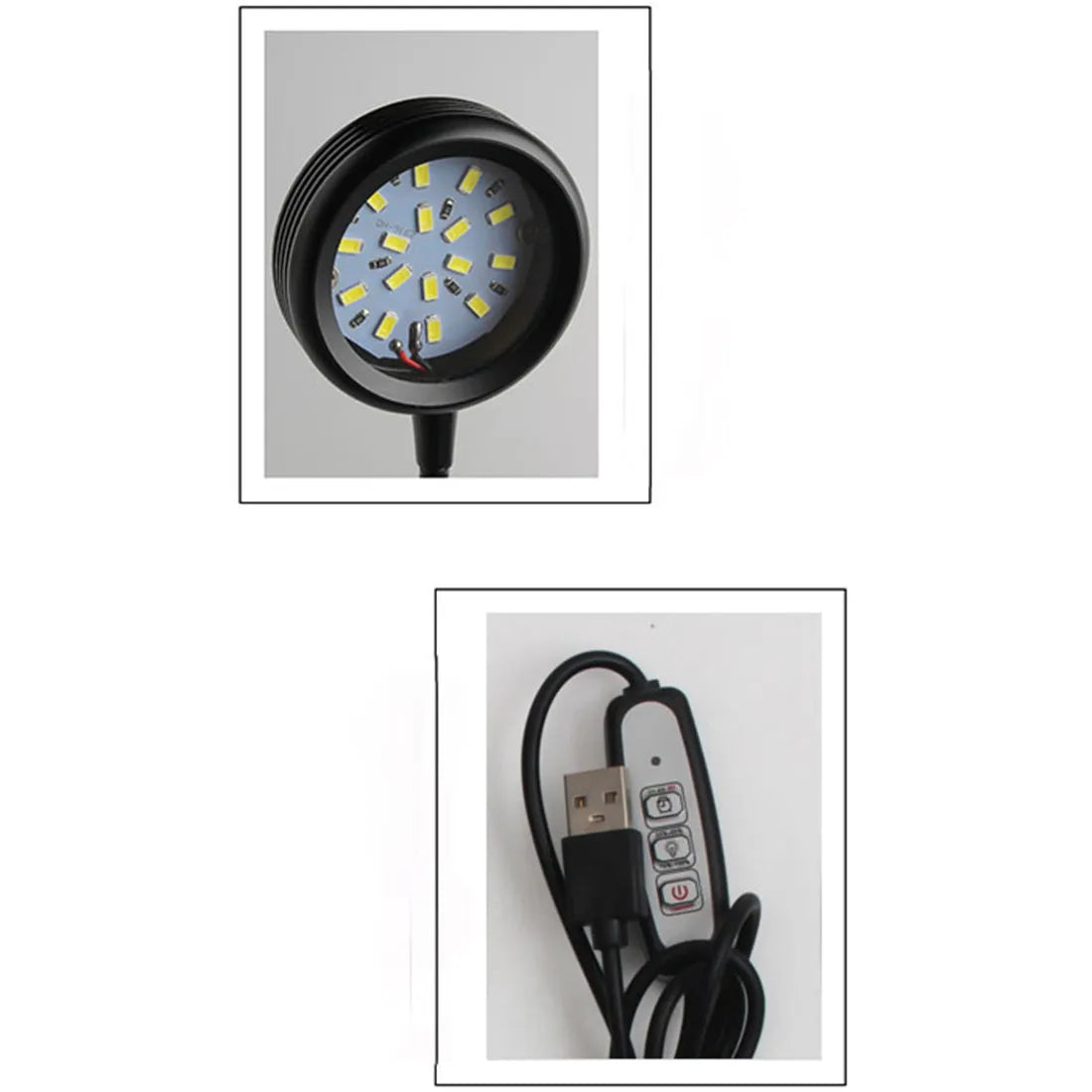 Black Dimmable 5W LED Aquarium Light with Timmer and USB Plug, 3000K Warm White 6000K Cold White Plant Grow Lamp with Base