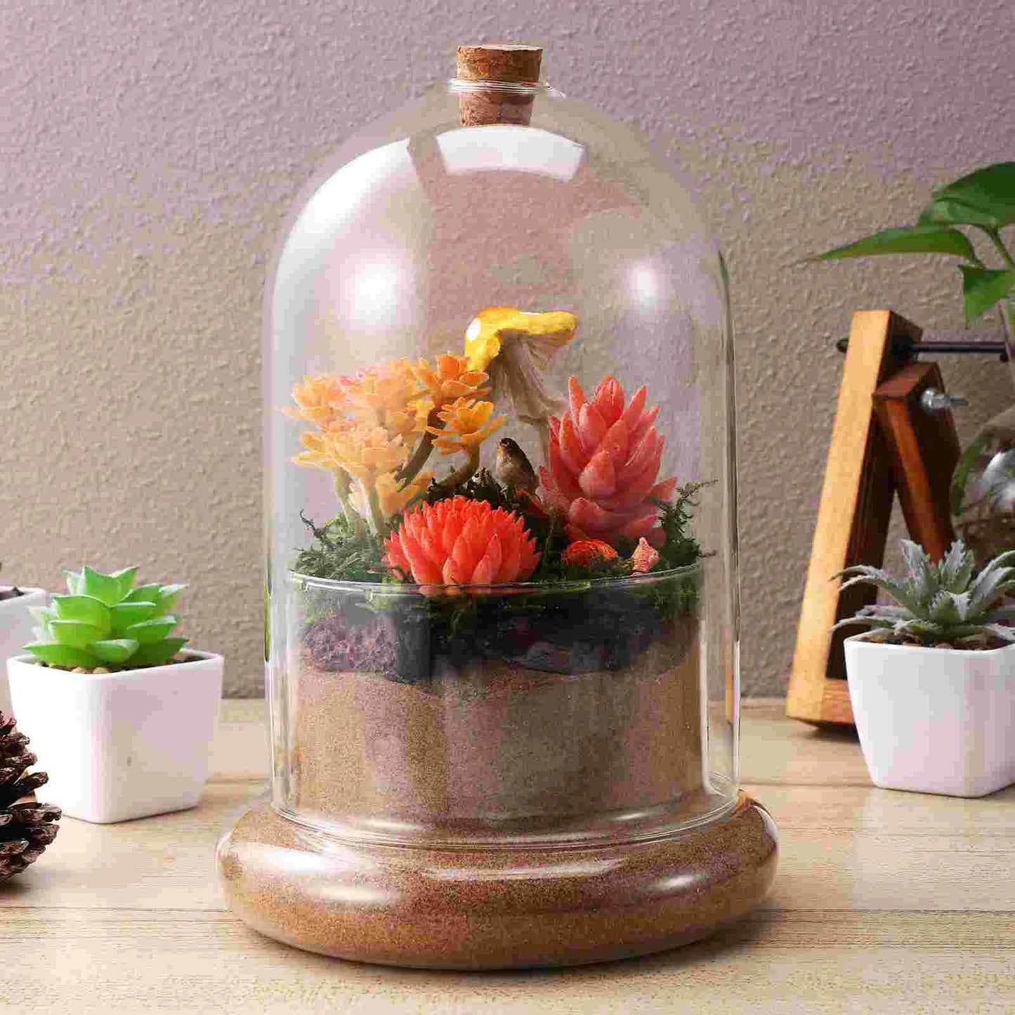 Glass Terrarium Clear Dome Terrarium Home Micro Landscape Vase Terrarium Jar with Air Hole